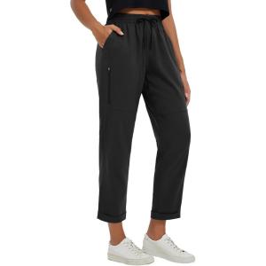 image:imageBALEAF Womens Hiking Pants Ripstop Water Resistant Lightweight Golf Pants Quick Dry Zip Pockets Work Travel ClothesBlack