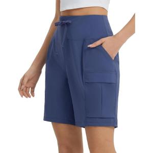 image:imagebaleaf Womens 7 Hiking Shorts High Waist Water Resistant Quick Dry Lightweight Zip Pockets Workout Athletic Shorts TravelClassic Navy