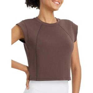 image:imagebaleaf Womens Crop Workout Tank Tops Modal Soft Sleeveless Yoga Top Athletic Running Lounge Loose ShirtsDark Brown