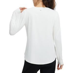 image:imagebaleaf Womens Long Sleeve Workout Shirts Lightweight Quick Dry Running Athletic Yoga Tops with Curved Hem Thumb LoopWhite