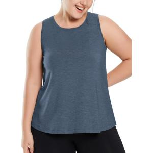image:imagebaleaf Womens Plus Size Workout Tank Tops Loose Fit Sleeveless Athetic Running Exercise ShirtsHeather Navy