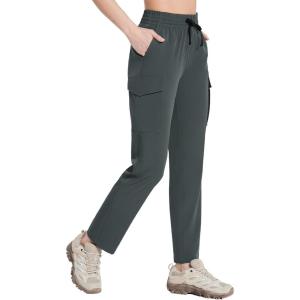 image:imagebaleaf Womens Hiking Pants Cargo Quick Dry Pants Water Resistant Loose Lightweight Travel Fishing Outdoor UPF50Gray