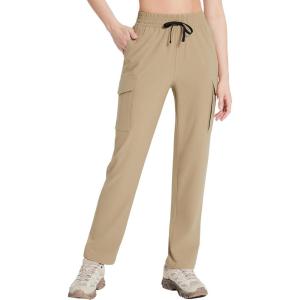 image:imagebaleaf Womens Hiking Pants Cargo Quick Dry Pants Water Resistant Loose Lightweight Travel Fishing Outdoor UPF50Shroom Taupe