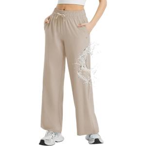 image:imagebaleaf Womens Hiking Pants Travel Wide Leg Pants with Pockts UPF 50 Loose Lightweight Water Resistant WorkKhaki