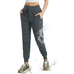 image:imagebaleaf Womens Joggers with Zip Pockets Hiking Pants Lightweight Quick Dry Water Resistant Track PantsDark Gray