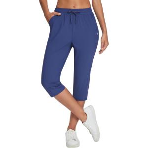 image:imagebaleaf Womens Yoga Capris Pants with Pockets Lightweight UPF50 Drawstring Waist Petite Athletic Sweatpants Casual Summer
