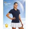 image:imagebaleaf Womens Golf Shirts Polo Collared V Neck Shorts Sleeve Tennis Shirt Lightweight Quick Dry UPF50V Necknavy Blue
