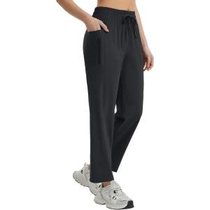image:imagebaleaf Womens Athletic Running Pants Stretch Quick Dry Zipper Pocket High Waisted Sweatpants Hiking Walking UPF 50Black