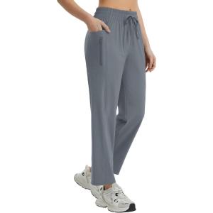 image:imagebaleaf Womens Athletic Running Pants Stretch Quick Dry Zipper Pocket High Waisted Sweatpants Hiking Walking UPF 50Dark Gray