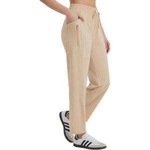 image:imagebaleaf Womens Athletic Running Pants Stretch Quick Dry Zipper Pocket High Waisted Sweatpants Hiking Walking UPF 50Khaki