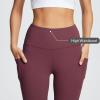 image:imagebaleaf Womens Leggings with Pockets Black Tummy Control Workout High Waisted Athletic 78 Ultra Soft Gym Yoga Ankle PantsWine