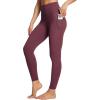image:imagebaleaf Womens Leggings with Pockets Black Tummy Control Workout High Waisted Athletic 78 Ultra Soft Gym Yoga Ankle PantsWine
