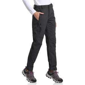 image:imagebaleaf Womens Hiking FleeceLined Ski Pants Windproof WaterResistant Outdoor Insulated Soft ShellA01black
