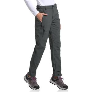 image:imagebaleaf Womens Hiking FleeceLined Ski Pants Windproof WaterResistant Outdoor Insulated Soft ShellA02grey