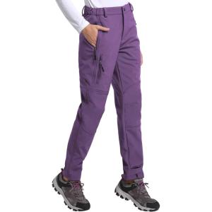 image:imagebaleaf Womens Hiking FleeceLined Ski Pants Windproof WaterResistant Outdoor Insulated Soft ShellB05purple