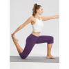 image:imagebaleaf Womens Capri Pants with Pockets Yoga Capri Leggings High Waist Wide Leg Crop Exercise Workout Summer PantsDark Purple