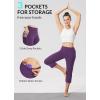 image:imagebaleaf Womens Capri Pants with Pockets Yoga Capri Leggings High Waist Wide Leg Crop Exercise Workout Summer PantsDark Purple