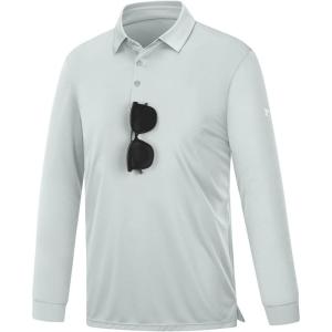 image:imagebaleaf Mens Long Sleeve Golf Shirt Collared Shirts Polo UPF 50 Lightweight Quick Dry Work Casual OutdoorLight Graylong