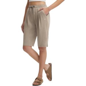 image:imagebaleaf Womens Bermuda Lounge Long Shorts Knee Length with Pockets High Waisted Casual Athletic Yoga ShortsHeather Khaki