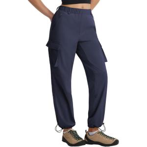 image:imagebaleaf Womens Hiking Pants Lightweight Water Resistant Petite Quick Dry Cargo Trail Pants with Zippered Pockets Summer SPFNavy Blue