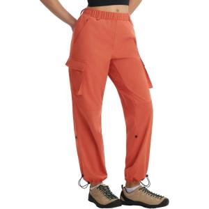 image:imagebaleaf Womens Hiking Pants Lightweight Water Resistant Petite Quick Dry Cargo Trail Pants with Zippered Pockets Summer SPFRust