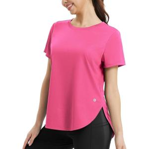 image:imagebaleaf Womens Short Sleeve Workout Tops Athletic Running Shirts Quick Dry TShirts Loose Fit Gym Yoga Tee UPF 50Pink