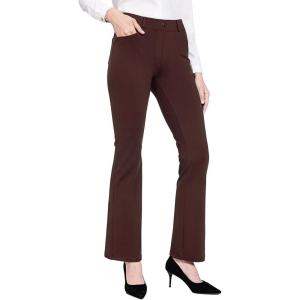 image:imagebaleaf Womens Yoga Dress Pants Stretchy Work Slacks Business Casual Straight LegBootcut Pull on Trousers w 4 PocketsBrown