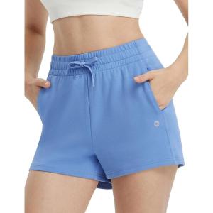 image:imagebaleaf Womens 4 High Waisted Workout Shorts with Pockets Elastic Athletic Gym Running Yoga Shorts Modal SoftBlue