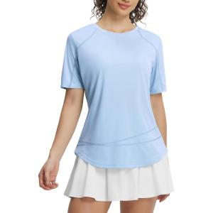 image:imagebaleaf Womens Sun Shirt Short Sleeve UPF 50 UV Protection Quick Dry Lightweight Workout Tops for Hiking RunningLight Blue
