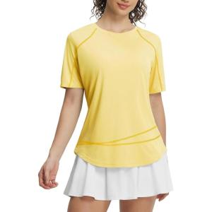 image:imagebaleaf Womens Sun Shirt Short Sleeve UPF 50 UV Protection Quick Dry Lightweight Workout Tops for Hiking RunningYellow