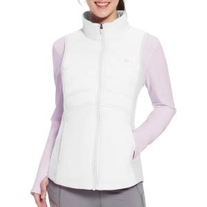 image:imagebaleaf Womens Lightweight Puffer Warm Vest Thermal Water Resistant Outwear Sleeveless Jacket Zip Pocket Winter OutdoorWhite