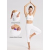 image:imagebaleaf Womens 21 Capri Pants with Pockets High Waist  Tummy Control Yoga Leggings for Summer WorkoutWhite