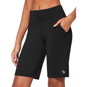 image:imagebaleaf Womens Bermuda Long Shorts Athletic High Waisted Shorts 10 Casual Summer Running Quick Dry Knee LengthBlack