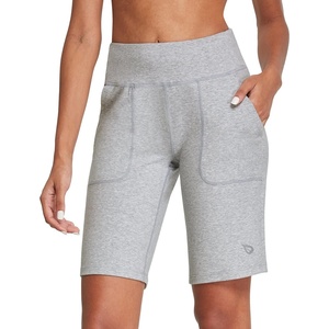 image:imagebaleaf Womens Bermuda Long Shorts Athletic High Waisted Shorts 10 Casual Summer Running Quick Dry Knee LengthCotton Blend  Heather Light Gray