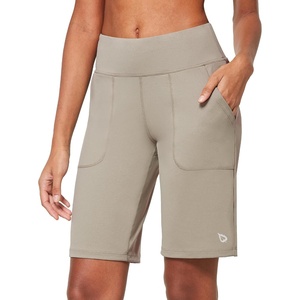 image:imagebaleaf Womens Bermuda Long Shorts Athletic High Waisted Shorts 10 Casual Summer Running Quick Dry Knee LengthKhaki