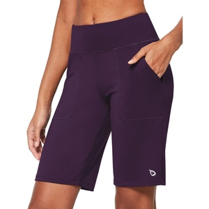 image:imagebaleaf Womens Bermuda Long Shorts Athletic High Waisted Shorts 10 Casual Summer Running Quick Dry Knee LengthPurple