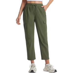 image:imagebaleaf Womens 26 Travel Hiking Pants Petite Stretch Quick Dry Cargo Ankle Pants with Zipper Pockets Summer LightweightArmy Green