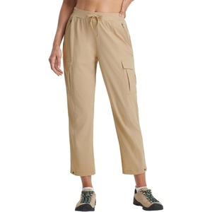 image:imagebaleaf Womens 26 Travel Hiking Pants Petite Stretch Quick Dry Cargo Ankle Pants with Zipper Pockets Summer LightweightKhaki