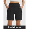 image:imagebaleaf Womens 7 Inch Shorts Long with Zipper Pockets Bermuda High Waisted Athletic Short Walking Dressy Casual LooseBlack