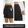 image:imagebaleaf Womens 7 Inch Shorts Long with Zipper Pockets Bermuda High Waisted Athletic Short Walking Dressy Casual LooseBlack
