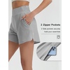 image:imagebaleaf Womens Athletic Running Shorts Quick Dry with Zipper Pocket High Waisted for Workout Gym Hiking Gray XS