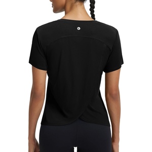image:imagebaleaf Womens Short Sleeve Workout Shirts Athletic Tops Sun Protection Breathable TShirts Quick Dry Gym Running TennisBlack  V Neck