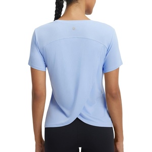image:imagebaleaf Womens Short Sleeve Workout Shirts Athletic Tops Sun Protection Breathable TShirts Quick Dry Gym Running TennisLight Blue  V Neck