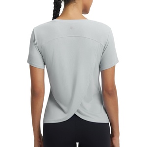 image:imagebaleaf Womens Short Sleeve Workout Shirts Athletic Tops Sun Protection Breathable TShirts Quick Dry Gym Running TennisLight Gray
