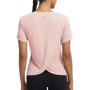 image:imagebaleaf Womens Short Sleeve Workout Shirts Athletic Tops Sun Protection Breathable TShirts Quick Dry Gym Running TennisLight Pink  V Neck