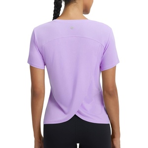 image:imagebaleaf Womens Short Sleeve Workout Shirts Athletic Tops Sun Protection Breathable TShirts Quick Dry Gym Running TennisLight Purple  V Neck