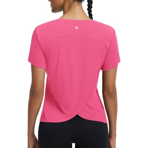 image:imagebaleaf Womens Short Sleeve Workout Shirts Athletic Tops Sun Protection Breathable TShirts Quick Dry Gym Running TennisPink