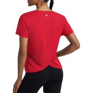image:imagebaleaf Womens Short Sleeve Workout Shirts Athletic Tops Sun Protection Breathable TShirts Quick Dry Gym Running TennisRed