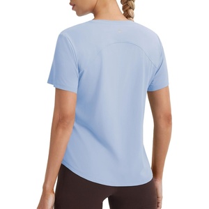 image:imagebaleaf Ice Cooling Short Sleeve Workout Tops for Women Running Shirts UPF 50 Athletic Tennis Yoga Split Back Quick DryLight Blue