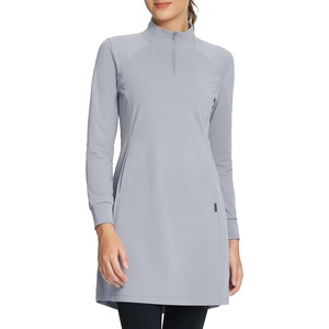 image:imagebaleaf Womens Fleece Lined Dress Sweatshirt Dress Water Resistant Warm Quarter Zip Cover Up Winter Outdoor with PocketFrost Gray